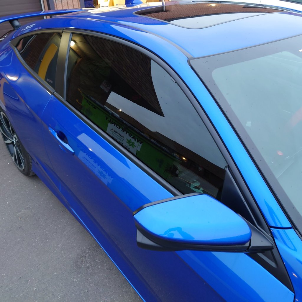 Chrome deletes on window and belt trim for cars