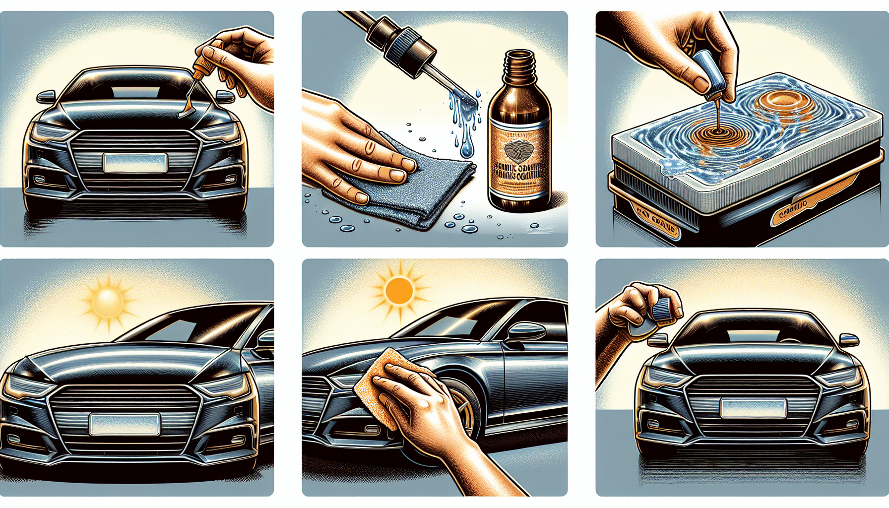 Illustration of DIY ceramic coating application process