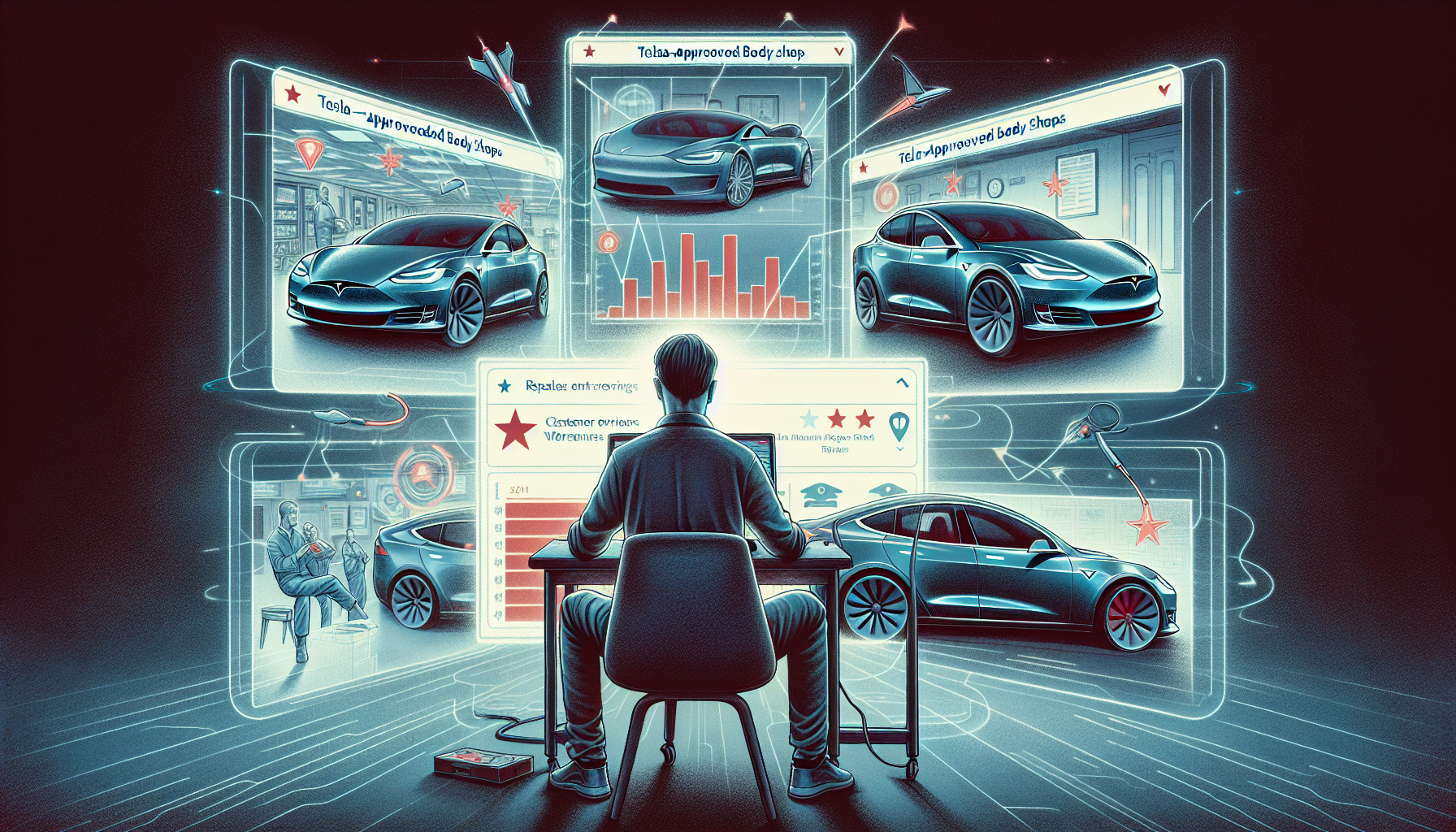 Researching Tesla-approved body shops and customer reviews for selecting the right Tesla body shop